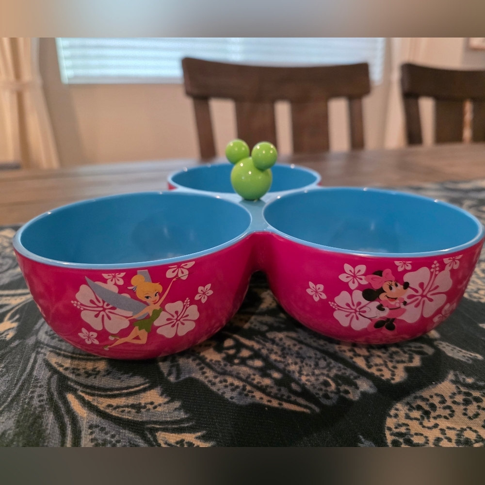 Disney Pink and Blue Snack Bowl with Minnie Mouse and Tinker Bell